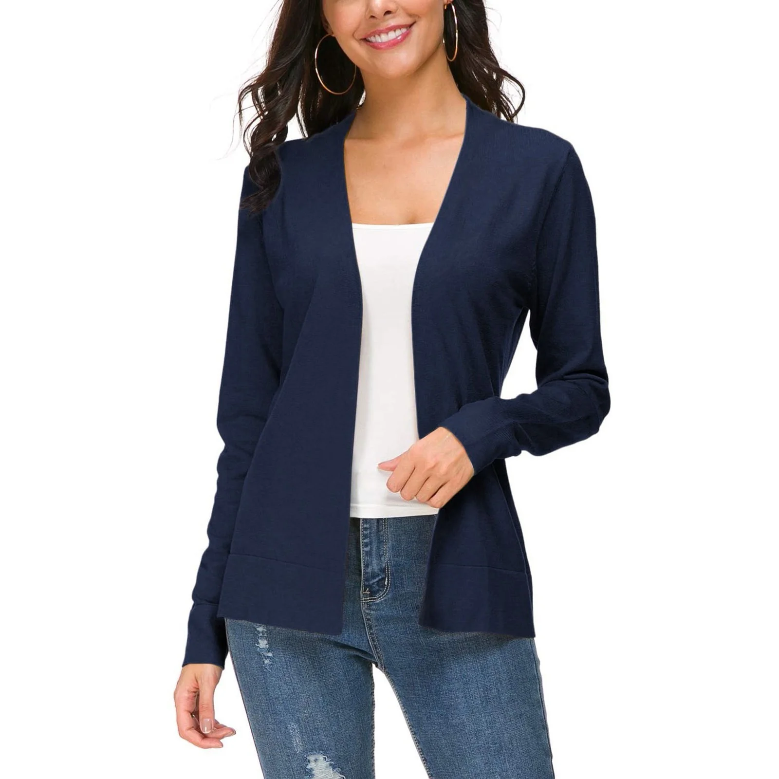 navy cardigan