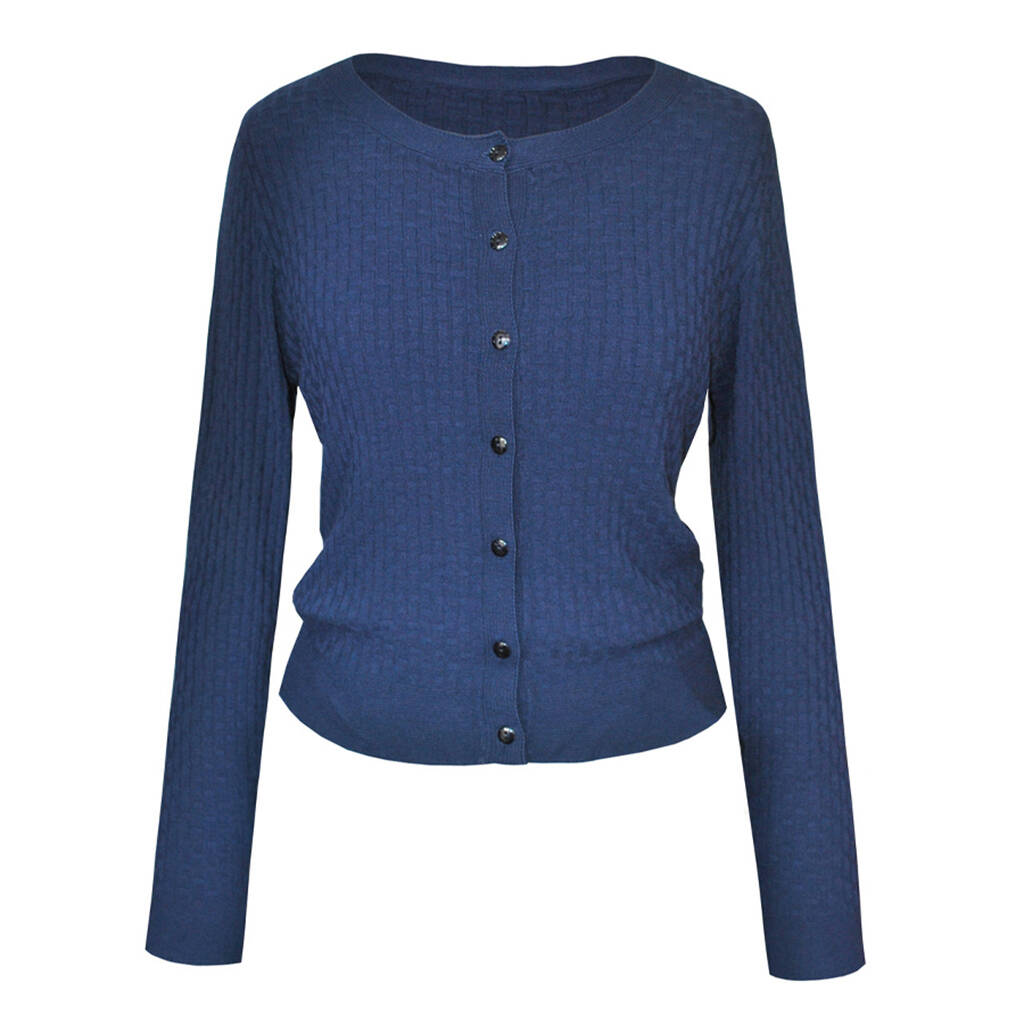 navy cardigan